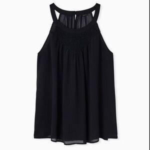 Torrid Chiffon Smocked Goddess Neck Tank - Size 0